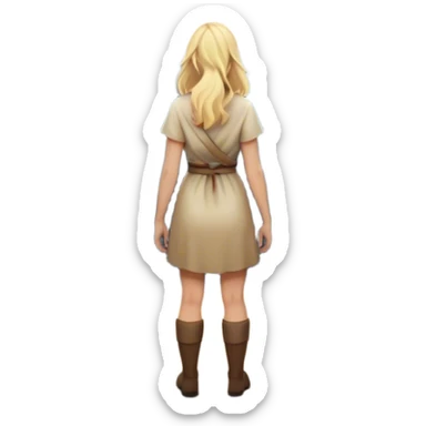 frame - the back of a blonde woman stands at a mountain crossroads, her back turned as she contemplates two trails—one illuminated, symbolizing response, and one shrouded in darkness, representing reaction. with hands on chest sticker