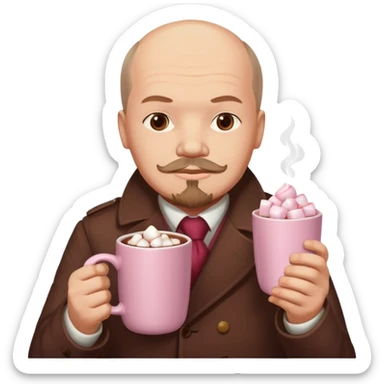 Lenin hold  Light Pink mug of hot chocolate with marshmallows  sticker