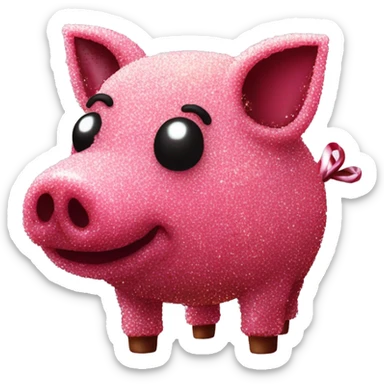 Sparkling Pig made of maroon sparkling sour candy laces andc sweets walking covered in sugar  sticker