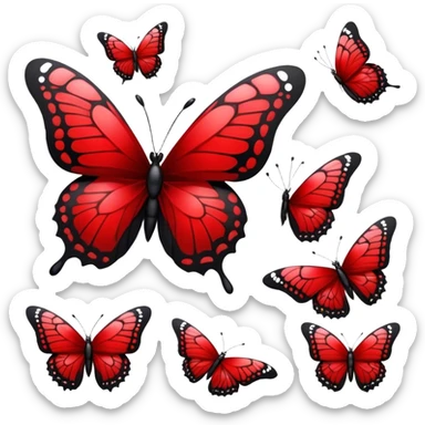 Edgy crimson-blood-red, obsidian-black, beautiful butterfly sticker