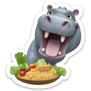 hippo divering food sticker