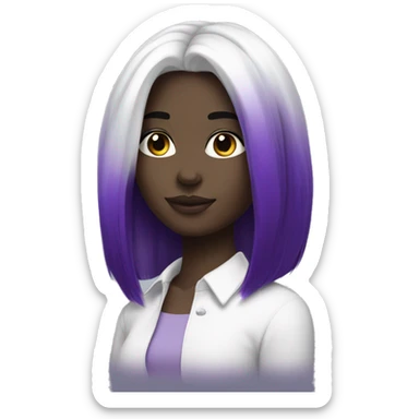 Pale beautiful girl with half purple half black split dye hair sticker