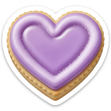 Realistic shortbread cookie in the shape of a heart with pale lilac color jelly middle filling and sprinkled powder sugar on top. sticker