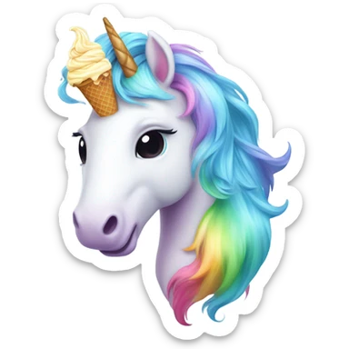 Rainbow unicorn eating ice cream  sticker