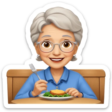 conversación dentro de un restaurant  dos personas y una de las persoans sea una abuela sticker