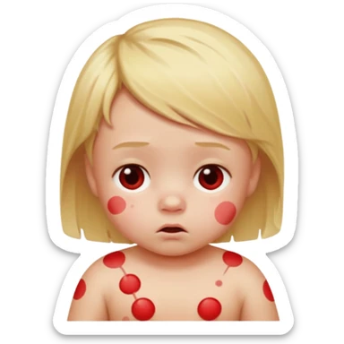 bebe com bolinhas vermelhas pequenas pelo corpo de tamanhos variados e loiro sticker