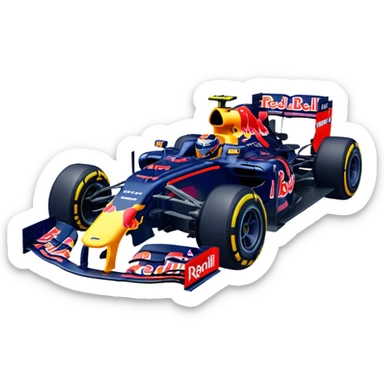 Make a Redbull f1 car with max Verstappen driving it emoji sticker