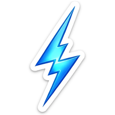 etA bright, jagged lightning bolt striking down, with a glowing, electric blue or yellow glow, symbolizing power and intensity sticker