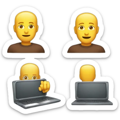 développeur web avec son pc sticker