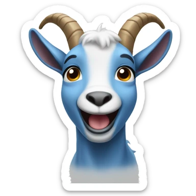 Blue goat whole body pretty smiling excited  sticker