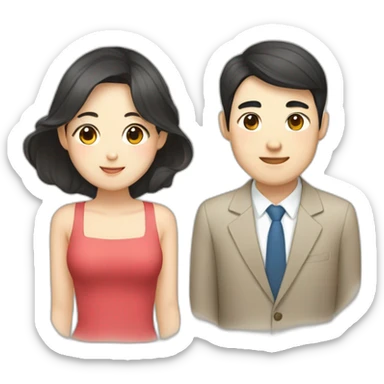 a couple of korean man and vietnamese woman sticker