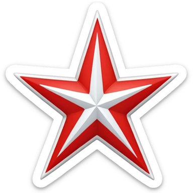 a twelve point star with slightly rounded borders, red and white stroke sticker