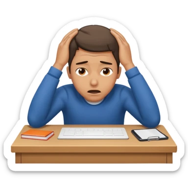 person banging their head on a desk, frustrated expression emoji sticker