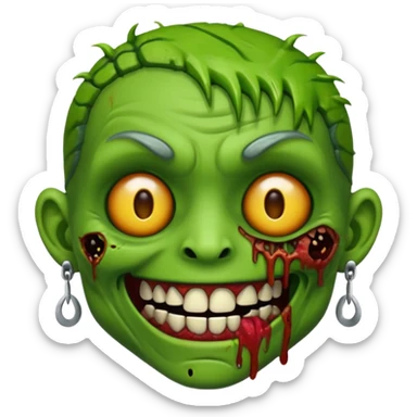 Create a zombie emoji with grillz and earring sticker