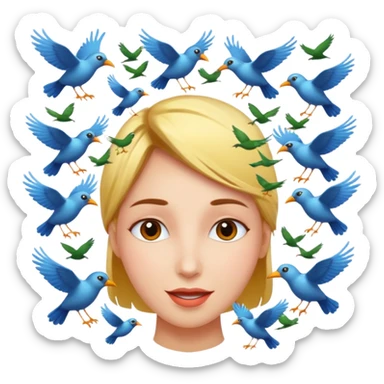 Birds flying around the head like fall in love sticker