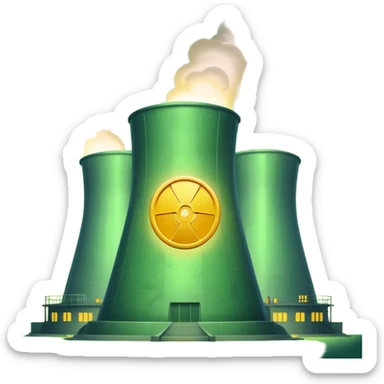 nuclear power plant with a subtle radioactive glow, less green, realistic, emoji style, option 11 sticker