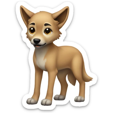 4 very short legs a light brown puppy-like wolf with black ears sticker