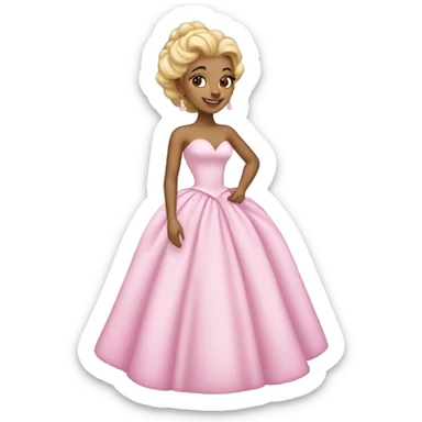 Princess with pink ballgown and light skin and big blonde hair updo pretty detailed realistic  sticker