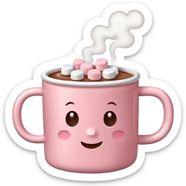 light pink mug with hot chocolate and marshmallows no face sticker