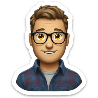 European guy wearing glasses and Lumberjack shirt sticker