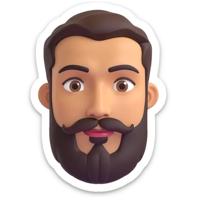 emoji of a man with olive skin tone and beard, simple and clear facial expression, no background sticker