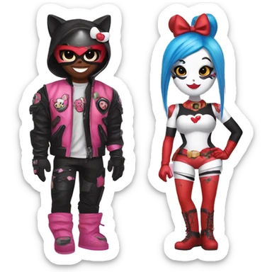 hello kitty and harley quinn sticker