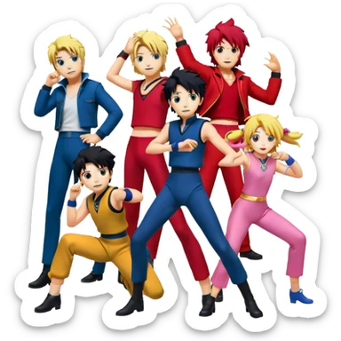 Icon for Anime Collage: Vibrant close-up collage Characters from Cowboy Bebop, Naruto, Bishoujo Senshi Sailor Moon and Kimetsu no Yaiba, each in their iconic poses and vibrant outfits, blended together with dynamic backgrounds. Transparent background. sticker