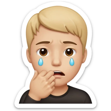 crying emoji with fist over mouth sticker