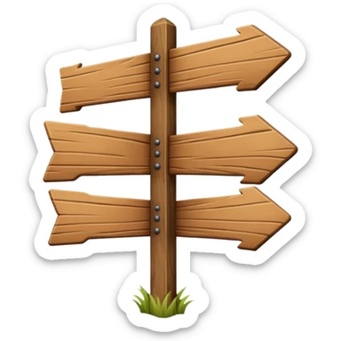 Wooden sign post made of felt texture, scrapbooking style, transparent background sticker