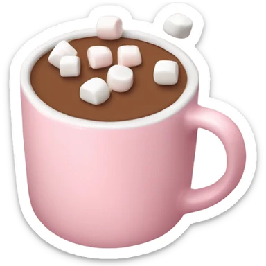 Light Pink mug of hot chocolate with marshmallows  sticker