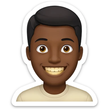 Isso agora faca esse emoji masculino com um cabelo preto baixo e um sorriso com um dente de ouro sticker