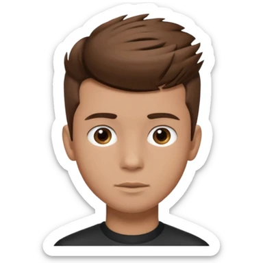 create a fringe haircut boy with a brown hair with hair little up more looking like quiff hairstyle sticker