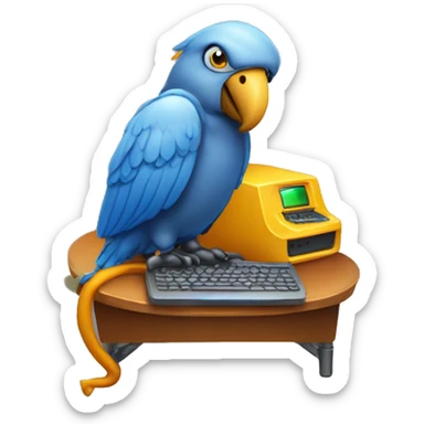 loro mirando un ordenador sticker