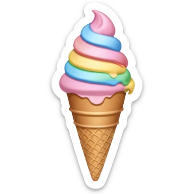 ice cream cone with pastel pink scoop and rainbow sprinkles sticker