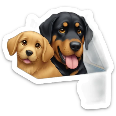 A Rottweiller with golden retriever in box sticker