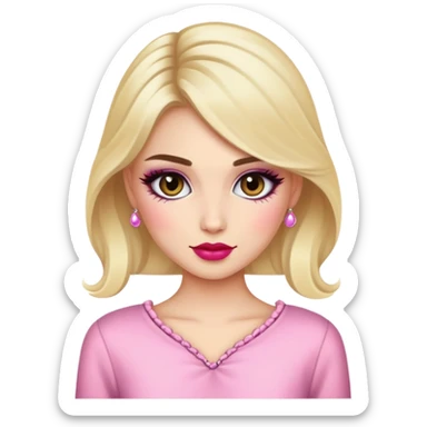 Girly girl with makeup and fashionable clothes sticker