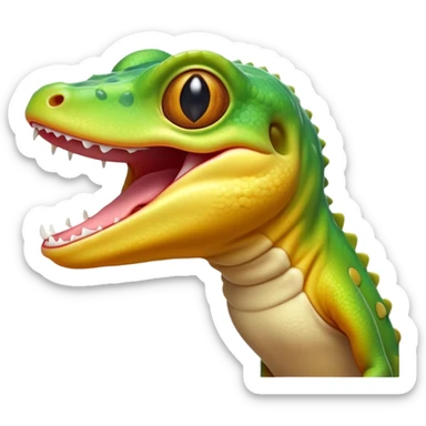Cinematic Cute Yawning Gecko Portrait Emoji, Head tilted slightly with a dramatic, wide-open yawn, showcasing a compact, smooth-scaled body with slightly drooping eyelids and a relaxed, open-mouthed expression, Simplified yet irresistibly adorable features, highly detailed, glowing with a soft, cozy ambient glow, high shine, relaxed yet expressive, stylized with a hint of whimsical charm, soft glowing outline, capturing the essence of a drowsy yet affectionate gecko that appears ready to stretch out for a nap! sticker