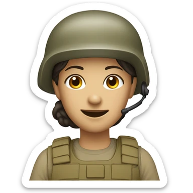 operator dressed in khaki color with a milatary helmet, without glasses, without headset, preferably female white sticker