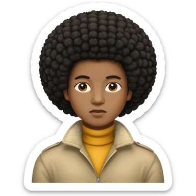  Afro not smiling and black skin color emoji sticker