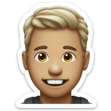 person looking up with their tongue sticking out sticker