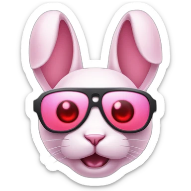 A ferocious pale pink rabbit with red eyes cyberpunk sunglasses sticker