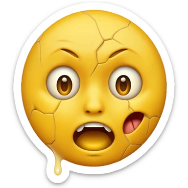 Yellow emoji face ripping it’s skin off sticker