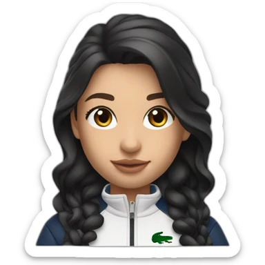 Lacoste bag latin girl with long hair with black lacoste windbreaker sticker