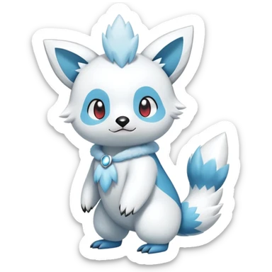Shiny White Furry Snowy Ice-type Oshawott-Zangoose-Emolga-Hybrid (Full body) sticker