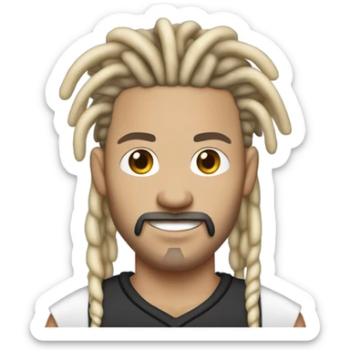 very light skin with freckles guy almost pale with 2 strand black dreads yelling with basketball jersey and diamond chain on with dread that are long to his shoulders.  goatee and mustache. no beard or side burns. black hair and lack facial hair sticker