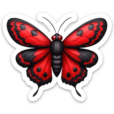 A sexy black and red moth with glowing red eyes sticker