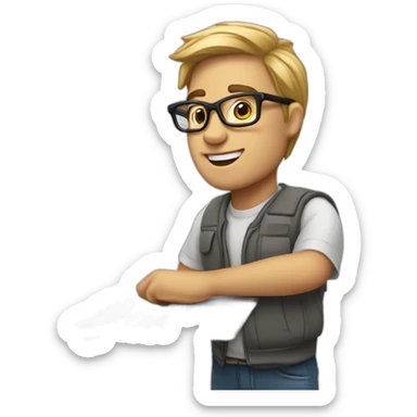 white male nerd with a macbook sticker