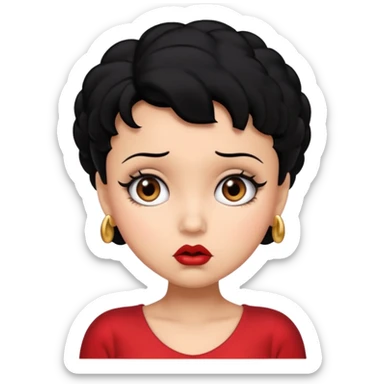 Do not change the face I already created, I want her with Betty boop face and black hair confused sticker