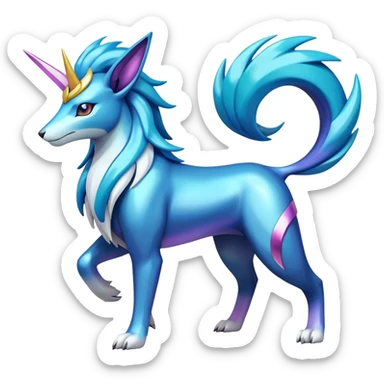 Shiny Colorful Cobalion-Suicune-fakemon (full body) sticker
