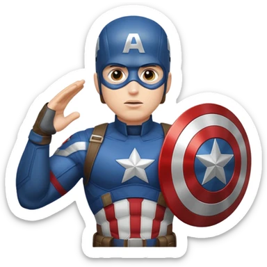 Captain America saluting, shield on back sticker